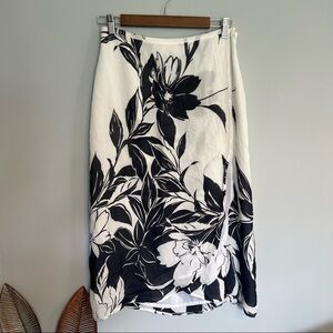 ALEXIS Wrap Dark Blue White Floral Skirt